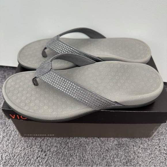 Vionic Flip Flops Tiders - Gray/Silver Rhinestones - Picture 3 of 6